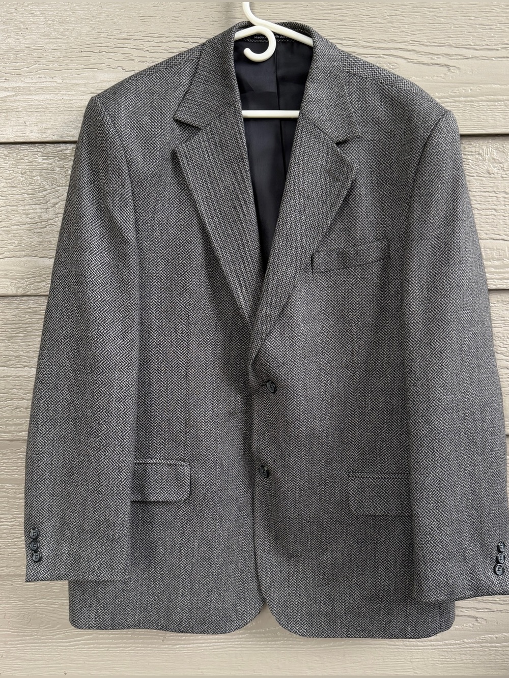 Croft & Barrow Men 46” Jacket Single Vent 2 Button Lambswool Blazer Black Lined